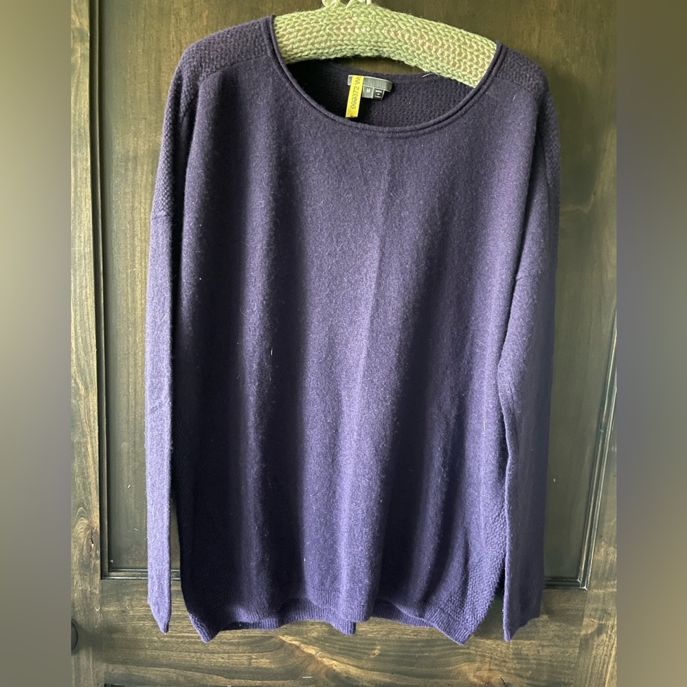 VINCE deep purple cashmere sweater with light weave back